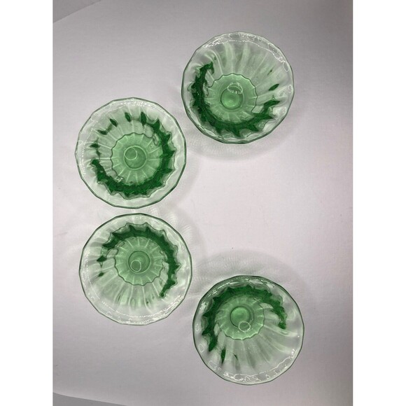 Vintage Fostoria Glass Green Individual Nut Dish Set/4 - Picture 3 of 8
